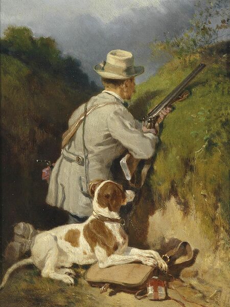 Datei:Auf der Jagd mit Hund.jpg